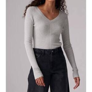 NEW COLORUSH jones skinny rib top in fluffy grey